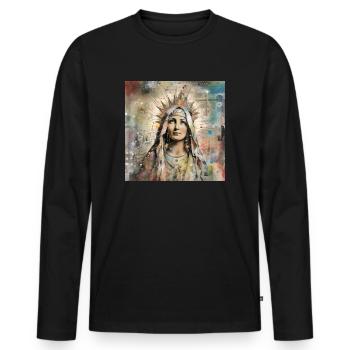 LA VIERGE MARIE STREET ART - T-shirt manches longues Premium bio Homme - noir - Devant - Nico (187cm)