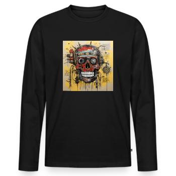 SKULL STREET ART - T-shirt manches longues Premium bio Homme - noir - Devant - Nico (187cm)