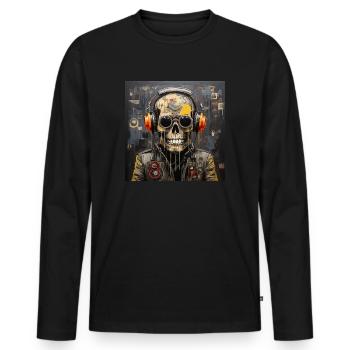 SKULL STREET ART - T-shirt manches longues Premium bio Homme - noir - Devant - Nico (187cm)