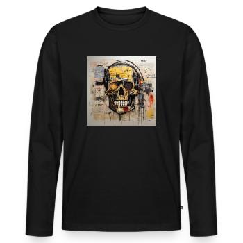 SKULL STREET ART - T-shirt manches longues Premium bio Homme - noir - Devant - Nico (187cm)