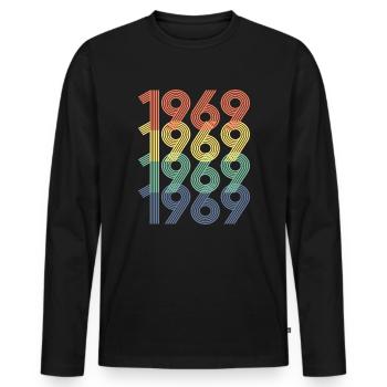 1969 Vintage 55e anniversaire hommes femmes 55 ans - T-shirt manches longues Premium bio Homme - noir - Devant - Nico (187cm)