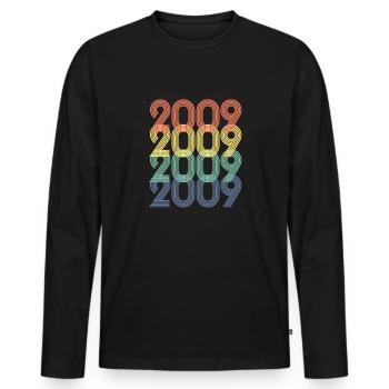 Cool Retro 2009, 14 ans, 14e anniversaire Ados - T-shirt manches longues Premium bio Homme - noir - Devant - Nico (187cm)