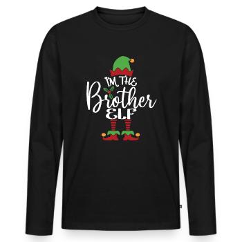 Bruder Elf süßes lustiges passendes Weihnachtskostüm - Männer Premium Bio Langarmshirt - Schwarz - Vorne - Nico (187cm)