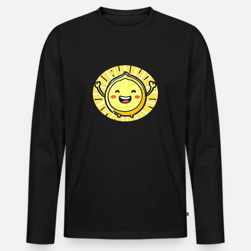 Fröhliche Zitrone - Männer Premium Bio Langarmshirt - Schwarz