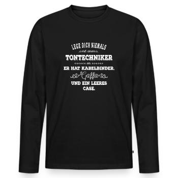 Tontechniker - Gaffa & Case Edition - weiß - Männer Premium Bio Langarmshirt - Schwarz - Vorne - Nico (187cm)