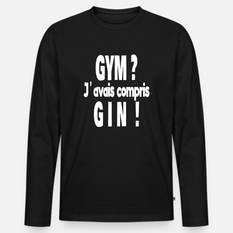 gym ? j'avais compris gin ! - T-shirt manches longues Premium bio Homme - noir