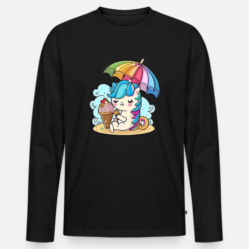 Einhorn-Träume - Männer Premium Bio Langarmshirt - Schwarz
