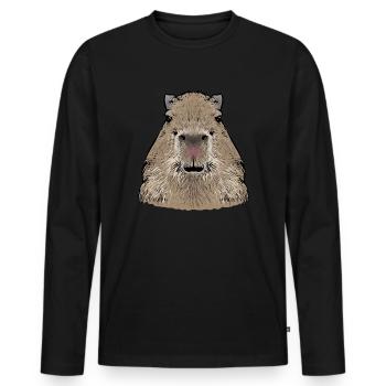 Rongeur Capybara - T-shirt manches longues Premium bio Homme - noir - Devant - Nico (187cm)