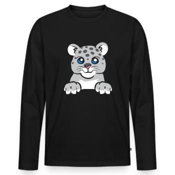Schneeleopard - Männer Premium Bio Langarmshirt - Schwarz - Vorne - Nico (187cm)