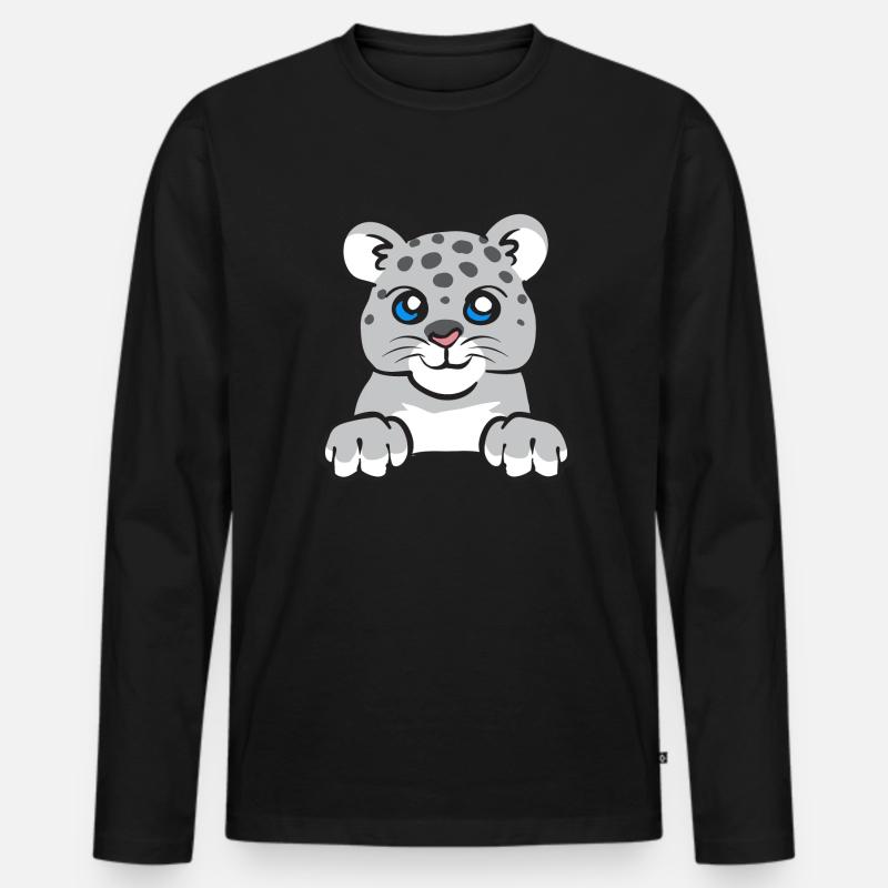 Schneeleopard - Männer Premium Bio Langarmshirt - Schwarz