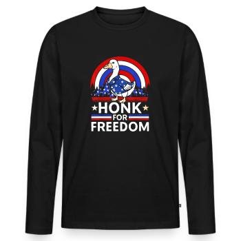 L’oie patriotique du 4 juillet klaxonne pour la liberté - T-shirt manches longues Premium bio Homme - noir - Devant - Nico (187cm)