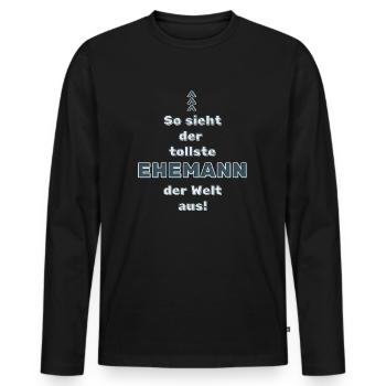 This is what the best husband in the world looks like. - Men's Premium Organic Long Sleeve Shirt - black - Front - Nico (187cm)