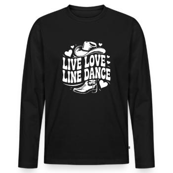 Amour en direct Danse en ligne Danse en ligne Danse amusante - T-shirt manches longues Premium bio Homme - noir - Devant - Nico (187cm)