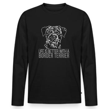 BORDER TERRIER la vie est meilleure - T-shirt manches longues Premium bio Homme - noir - Devant - Nico (187cm)