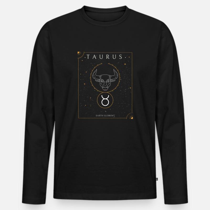 Sternzeichen Stier Taurus - Männer Premium Bio Langarmshirt - Schwarz