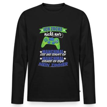 Zocken Gaming lustiger Spruch tshirt design - Männer Premium Bio Langarmshirt - Schwarz - Vorne - Nico (187cm)