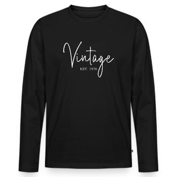Vintage Est. 1976 Jahrgangsdesign Script Geschenk - Männer Premium Bio Langarmshirt - Schwarz - Vorne - Nico (187cm)