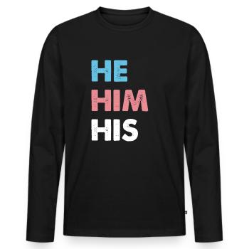 He Him His Transgender - Men's Premium Organic Long Sleeve Shirt - black - Front - Nico (187cm)