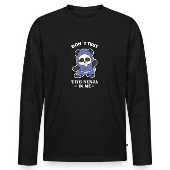 Karate Ninja Panda - Männer Premium Bio Langarmshirt - Schwarz - Vorne - Nico (187cm)