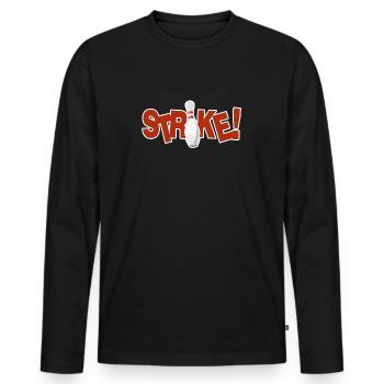 Bowling Strike - Men's Premium Organic Long Sleeve Shirt - black - Front - Nico (187cm)
