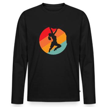Fels klettern Frau - Männer Premium Bio Langarmshirt - Schwarz - Vorne - Nico (187cm)