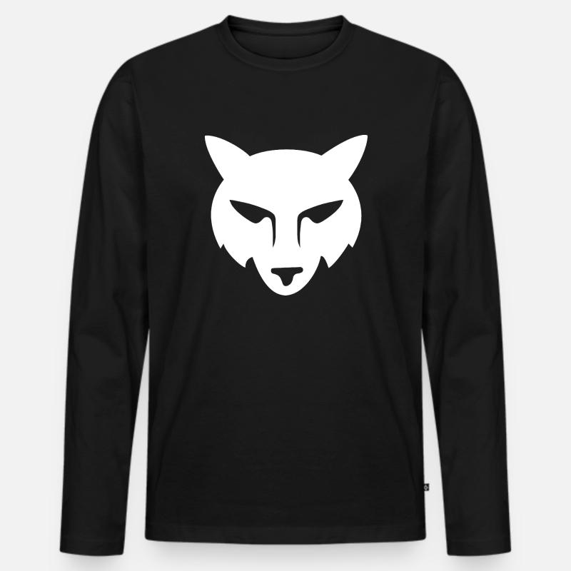 Wolf Fuchs Kopf - Männer Premium Bio Langarmshirt - Schwarz