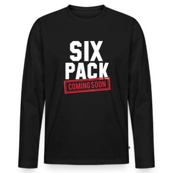 Six Pack Coming Soon - Men's Premium Organic Long Sleeve Shirt - black - Front - Nico (187cm)