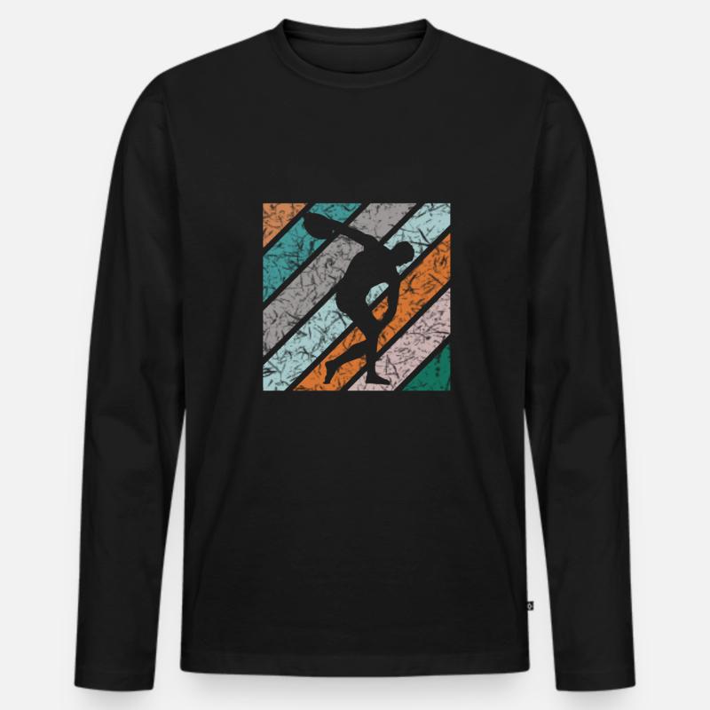 Diskuswerfen Design Diskuswerfer Diskuswerferin - Männer Premium Bio Langarmshirt - Schwarz