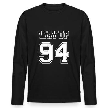 Way Up 94 Jahrgang Geburtstag Jubiläum 1994 - Männer Premium Bio Langarmshirt - Schwarz - Vorne - Nico (187cm)