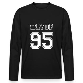 Way Up 95 Jahrgang Geburtstag Jubiläum 1995 - Männer Premium Bio Langarmshirt - Schwarz - Vorne - Nico (187cm)
