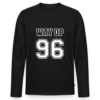 Way Up 96 Vintage Birthday Anniversary 1996 - Men's Premium Organic Long Sleeve Shirt - black - Front - Nico (187cm)