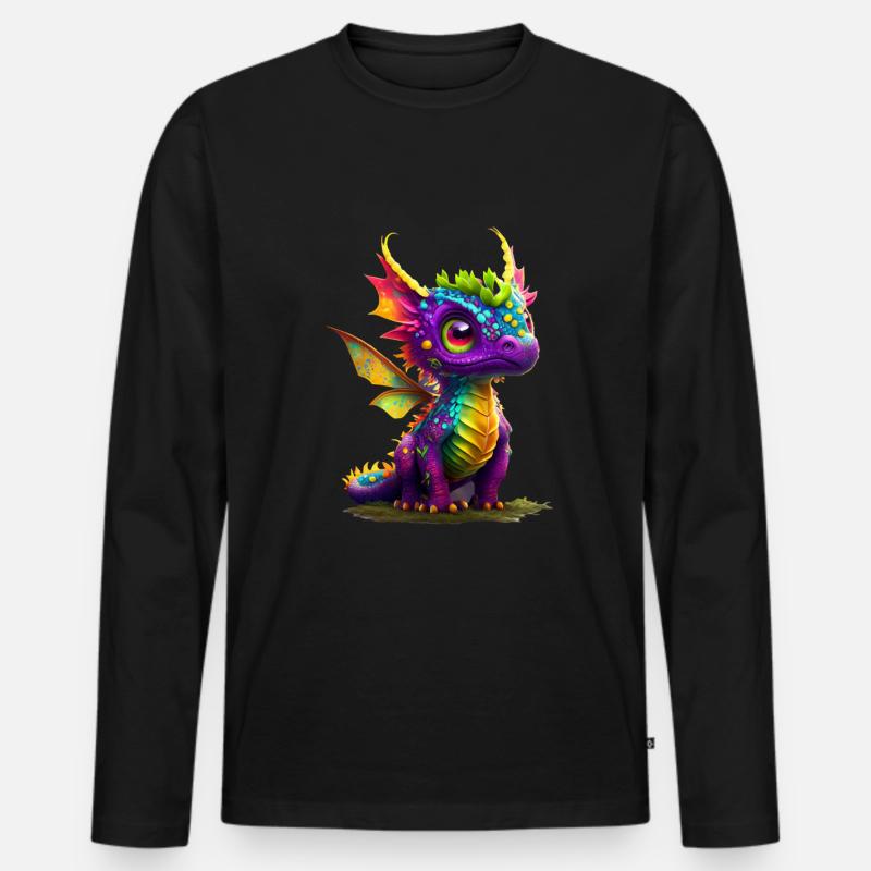 Kleiner Süßer Drache 14 - Männer Premium Bio Langarmshirt - Schwarz