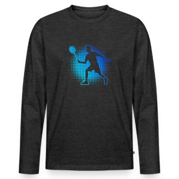 Badminton Squash Joueuse de badminton - T-shirt manches longues Premium bio Homme - anthracite chiné - Devant - Nico (187cm)