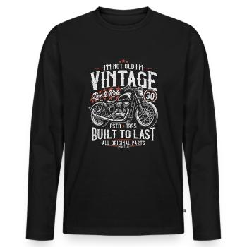 1995 Vintage Born Motorcycle Birthday Gift - Men's Premium Organic Long Sleeve Shirt - black - Front - Nico (187cm)