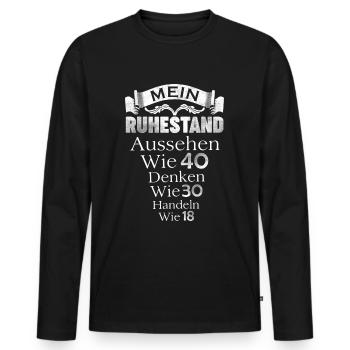 retirement - Men's Premium Organic Long Sleeve Shirt - black - Front - Nico (187cm)