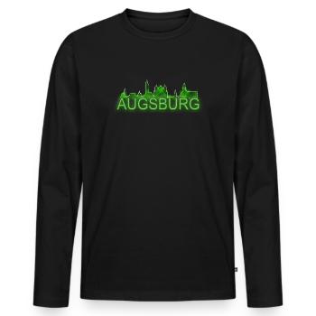Augsburg - skyline - Men's Premium Organic Long Sleeve Shirt - black - Front - Nico (187cm)
