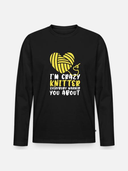 Crazy knitter - Men's Premium Organic Long Sleeve Shirt - black