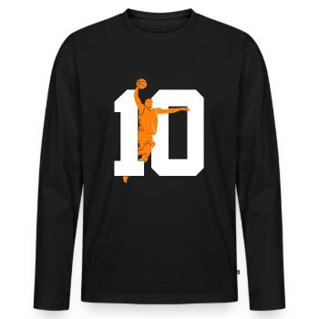 NUMMER 10 BASKETBALL 10. GEBURTSTAG - Männer Premium Bio Langarmshirt - Schwarz - Vorne - Nico (187cm)