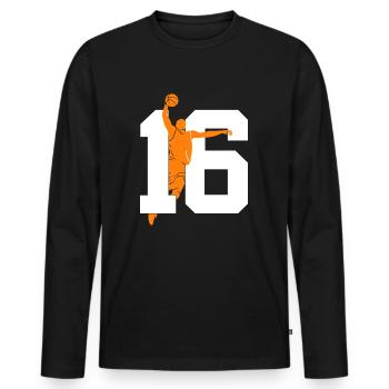 NUMMER 16 BASKETBALL 16. GEBURTSTAG - Männer Premium Bio Langarmshirt - Schwarz - Vorne - Nico (187cm)
