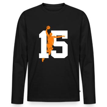NUMMER 15 BASKETBALL 15. GEBURTSTAG - Männer Premium Bio Langarmshirt - Schwarz - Vorne - Nico (187cm)