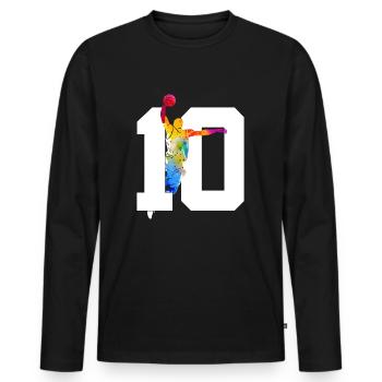 NUMMER 10 BASKETBALL 10. GEBURTSTAG - Männer Premium Bio Langarmshirt - Schwarz - Vorne - Nico (187cm)