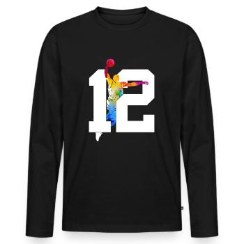 NUMMER 12 BASKETBALL 12. GEBURTSTAG - Männer Premium Bio Langarmshirt - Schwarz - Vorne - Nico (187cm)