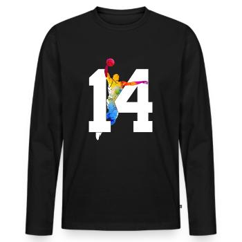 NUMBER 14 BASKETBALL 14TH BIRTHDAY - Men's Premium Organic Long Sleeve Shirt - black - Front - Nico (187cm)