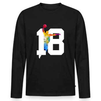 NUMÉRO 18 BASKETBALL 18E ANNIVERSAIRE - T-shirt manches longues Premium bio Homme - noir - Devant - Nico (187cm)