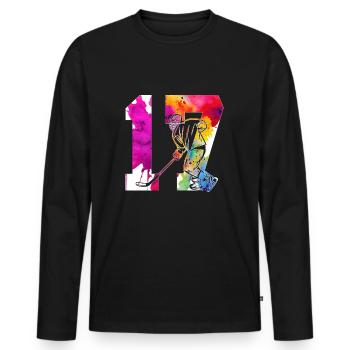 NUMBER 17 HOCKEY 17TH BIRTHDAY - Men's Premium Organic Long Sleeve Shirt - black - Front - Nico (187cm)