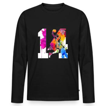 14TH BIRTHDAY BASKETBALL NUMBER 14 - Men's Premium Organic Long Sleeve Shirt - black - Front - Nico (187cm)