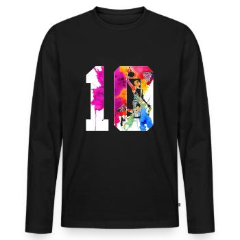 10. GEBURTSTAG BASKETBALL NUMMER 10 - Männer Premium Bio Langarmshirt - Schwarz - Vorne - Nico (187cm)