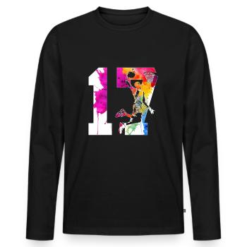 17TH BIRTHDAY BASKETBALL NUMBER 17 - Men's Premium Organic Long Sleeve Shirt - black - Front - Nico (187cm)