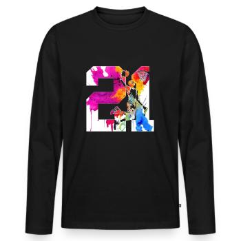 21. GEBURTSTAG BASKETBALL NUMMER 21 - Männer Premium Bio Langarmshirt - Schwarz - Vorne - Nico (187cm)