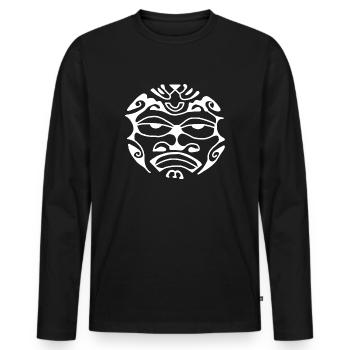 Maori Tattoo Face - Men's Premium Organic Long Sleeve Shirt - black - Front - Nico (187cm)